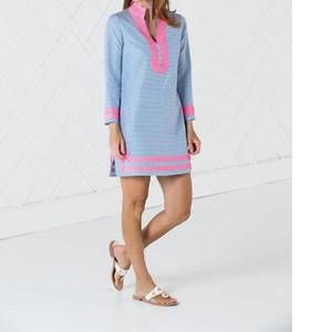 Nwt sail to sable long sleeve tunic with ric rac in blue/white stripe
